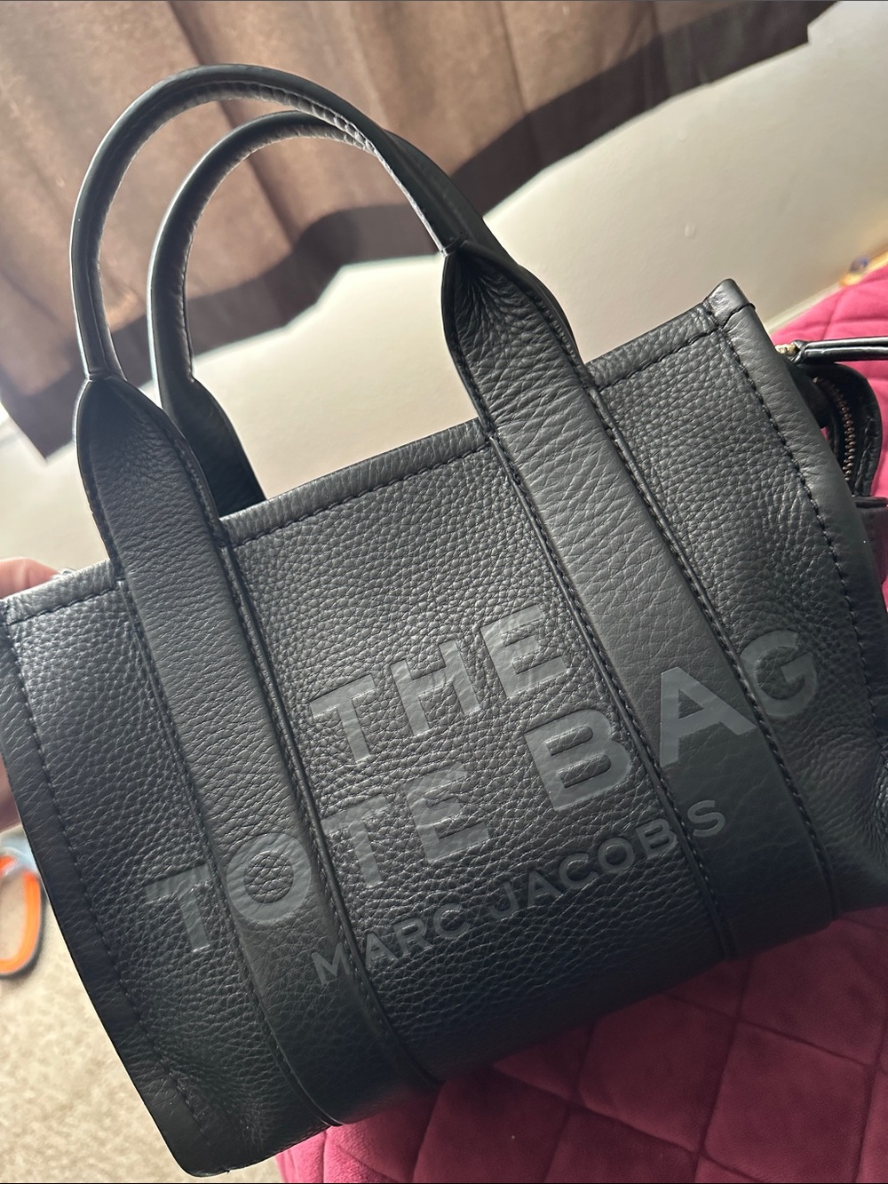 Marc Jacobs Black Mini Tote Bag + nano lavender charm